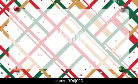 festive christmas background with diagonal red green gold stripes framed by glossy ornaments in every corner created for holiday design use capturing Stock Vector