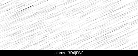 Small scratch seamless texture. Old grunge diagonal brush strokes wallpaper. Black and white rough slanted stripe backdrop. Distress thin lines surface overlay. Vector weathered pattern background Stock Vector