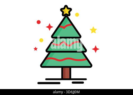 Christmas tree icon. colored icon style. icon related to christmas. christmas elements vector illustration Stock Vector