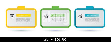 Infographic 3 step business data presentation boxes. Stock Vector