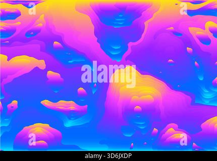 Abstract topographic background with vibrant yellow, pink, purple, and blue gradients forming layered shapes for modern creative design and digital Stock Vector