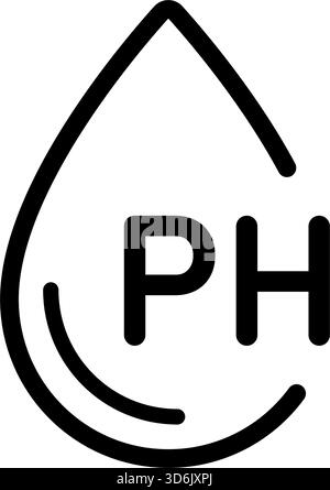 PH balance icon. Neutral water level. Water PH measure. Neutral balance skin. Drop line icon. Healthcare design web symbol. Vector illustration Stock Vector