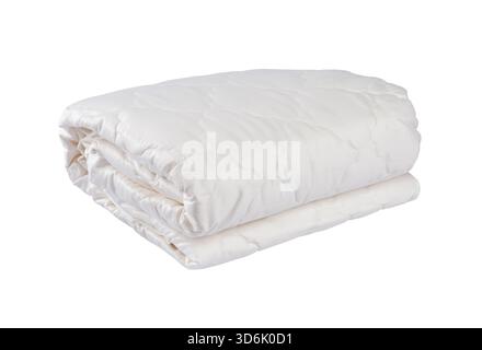 White folded quilt isolated on a white background Stock Photo