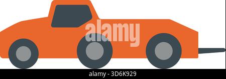 Stylized orange pickup truck in profile with simple rounded shapes and small wheels. Stock Vector