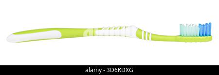 green toothbrush isolated on white background. Stock Photo