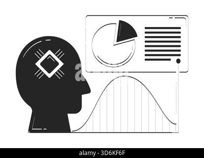AI forecasting and data-driven insights doodle line illustration concept Stock Vector