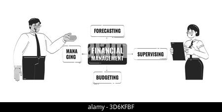 Financial management doodle line illustration concept Stock Vector