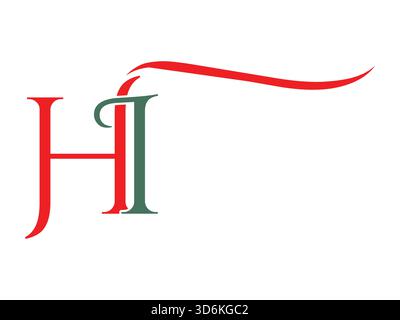 Modern HI initial letter design with dynamic swoosh elements, featuring clean lines and bold curves. Ideal for corporate identity, digital media, and Stock Vector