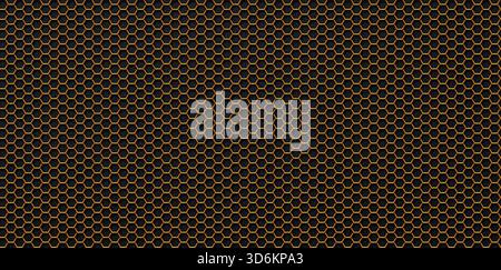abstract grainy golden hexagonal honeycomb grid mesh background Stock Photo