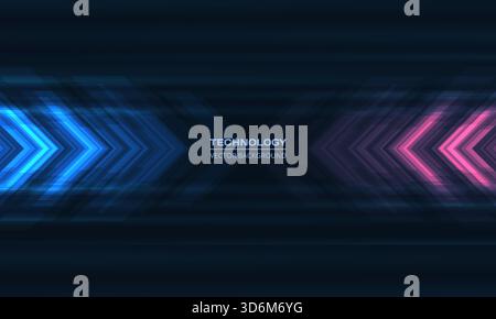 Abstract blue and pink arrows futuristic technology background concept high-speed movement. Dynamic motion hi tech digital arrows and stripes. Vector Stock Vector