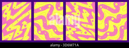 Abstract Poster Set with Pop Art Grunge Style. Hand Drawn Memphis Background for Poster, Banner, Cover or Card Design Stock Vector