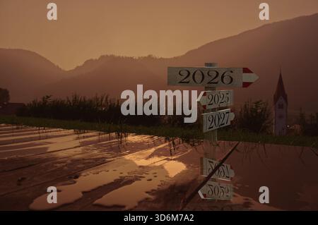 mountain sign indicating the year 2026 the new year. Stock Photo