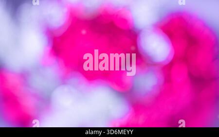 Abstract defocused lights. Soft focus image of vibrant magenta and white blurred shapes against a pale purple background, creating a dynamic bokeh eff Stock Photo