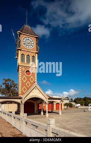 The striking Clock Tower Esperance, region of Western Australia, on the Southern Ocean coastline. Building, design, planning, construction, style, bold Stock Photo