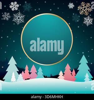 New Year 2026 Vector Greeting Card with Gold Text, Snowflakes and Colorful Spheres Stock Vector