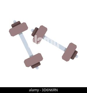 Fitness dumbbell. Sports equipment for weight training and workouts. Flat style illustration. Sports tool for strength training. Stock Vector