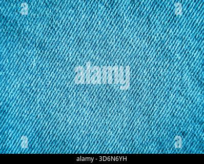 close up vibrant blue denim textile texture background Stock Photo