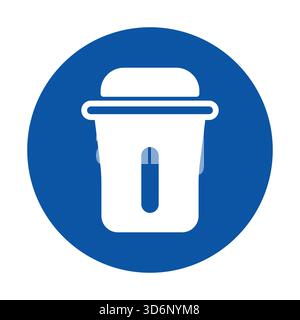 Clean and modern trash bin icon in a blue circle, ideal for representing waste management, recycling efforts, and promoting cleanliness in various set Stock Vector