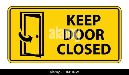 This yellow sign emphasizes the need to keep the door closed for safety and security. Ideal for use in various environments to ensure compliance and a Stock Vector