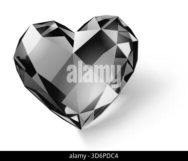 A heart-shaped diamond illustration in a modern style on a white background with subtle shading. Stock Vector