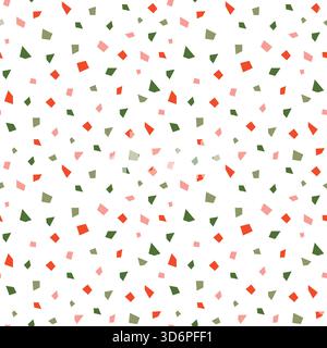 Abstract seamless vector pattern with geometric elements in green, red and pink colors for fabric and paper designs Stock Vector