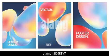 Dynamic jellylike forms with floating orbs in pastel hues Stock Vector