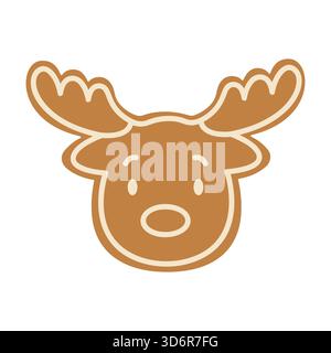 Cute cartoon Christmas gingerbread man. Isolated white background. Vector illustration. Stock Vector