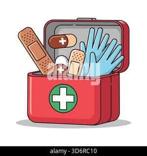 First Aid Kit Signage for Workplace Safety and Emergency Preparedness Stock Vector