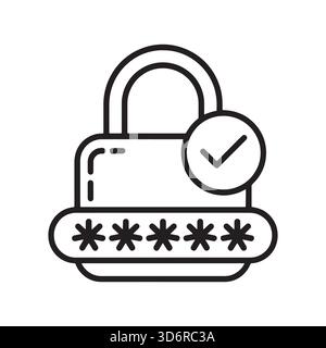 Padlock with Asterisks and Checkmark Shows Security Authentication Success Concept Stock Vector