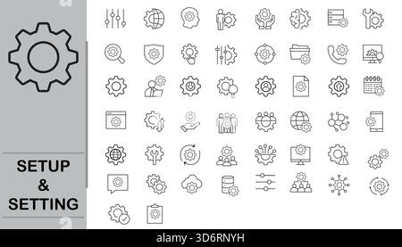 setup and setting icons Stock Vector