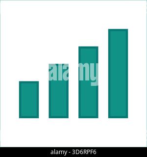 Teal bar chart growth analytics icon vector illustration for business statistics data financial report progress and performance concepts Stock Vector