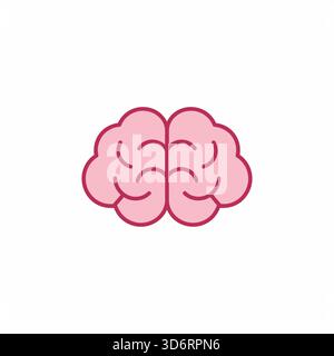 Pink brain intelligence icon vector illustration for mind thinking mental health psychology education learning and cognitive design concepts Stock Vector
