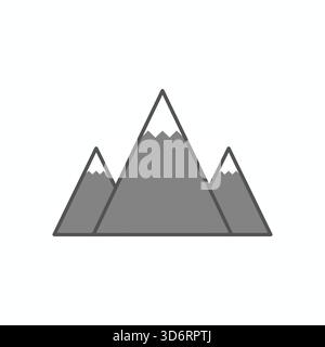 Gray mountain range landscape icon vector illustration for outdoor adventure travel nature wilderness and scenic design Stock Vector
