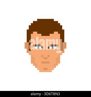 Male portrait in pixel art style. Character concept for gaming, digital identity, or retro aesthetic themes Stock Vector