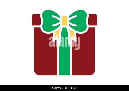 Present icon. box with a bow. solid icon style. icon related to christmas. christmas elements vector illustration Stock Vector