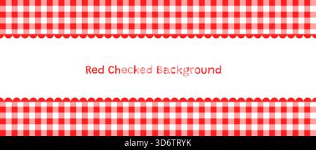 Cute red and white gingham vector border with scalloped edge for cooking backgrounds and designs Stock Vector