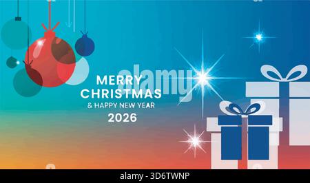 Merry Christmas and Happy New Year. Vector illustration for website banner social media banner greeting card, posters, covers, business and marketing Stock Vector