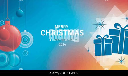 Merry Christmas and Happy New Year. Vector illustration for website banner social media banner greeting card, posters, covers, business and marketing Stock Vector