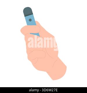 Isolated hand holding a modern vape pen for smoking and nicotine concepts vector illustration Stock Vector