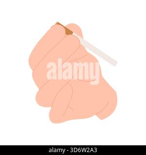 Minimalist isolated hand holding cigarette on white background for smoking or health concept vector illustration Stock Vector