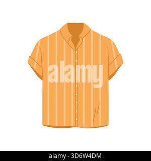 Isolated short sleeve striped men shirt in orange color for fashion and clothing design vector illustration Stock Vector