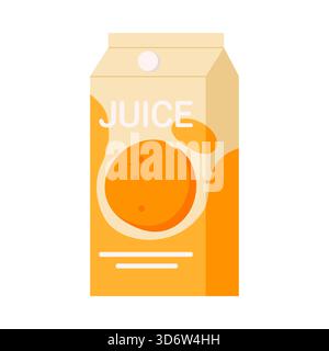 Minimal flat style orange juice carton packaging isolated on white background for product branding vector illustration Stock Vector