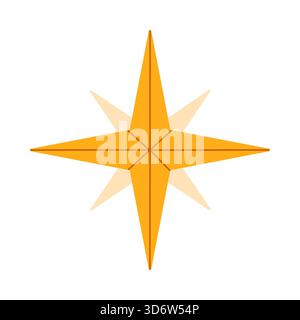 Bright golden compass rose symbol isolated on white background for pirate and navigation themes vector illustration Stock Vector