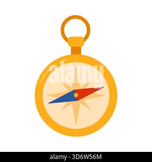 Colorful pirate compass with gold frame and star design isolated on white vector illustration Stock Vector