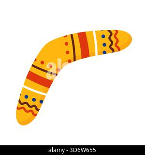 Traditional Australian boomerang with vibrant patterns on a white isolated background vector illustration Stock Vector