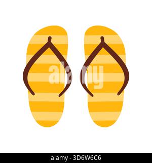 Bright yellow striped flip flops isolated on white background, perfect for summer and Australia themes vector illustration Stock Vector