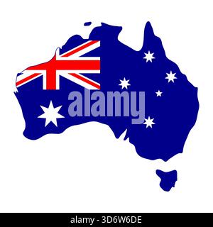 Isolated map of Australia filled with national flag elements for patriotic and educational use vector illustration Stock Vector