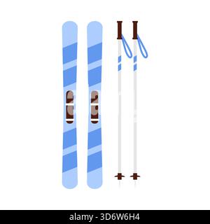 Minimalist isolated ski and pole set representing Austria winter sports gear vector illustration Stock Vector