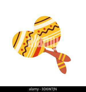 Traditional Brazilian maracas with vibrant patterns isolated on white background for music and festival themes vector illustration Stock Vector