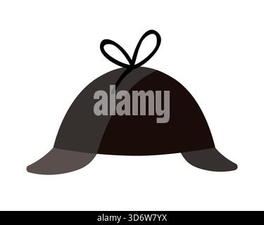 Iconic British deerstalker detective hat isolated on white background for mystery and history themes vector illustration Stock Vector